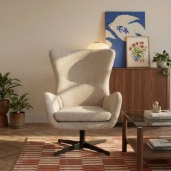 Fauteuil rotatif DACTYL 1 place tissu beige