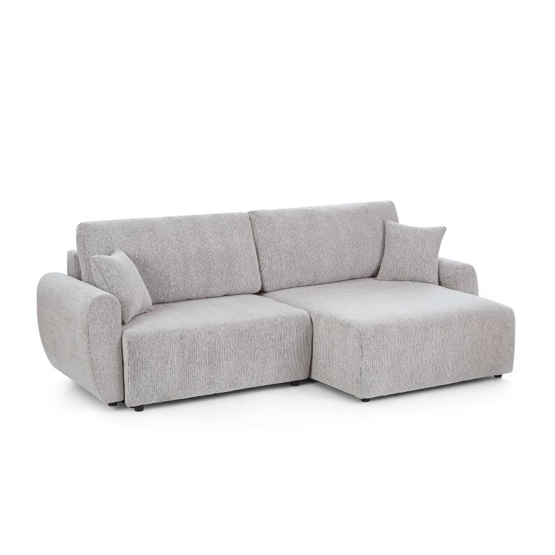 Canapé d'angle convertible et réversible DANA 4 places tissu chenille beige