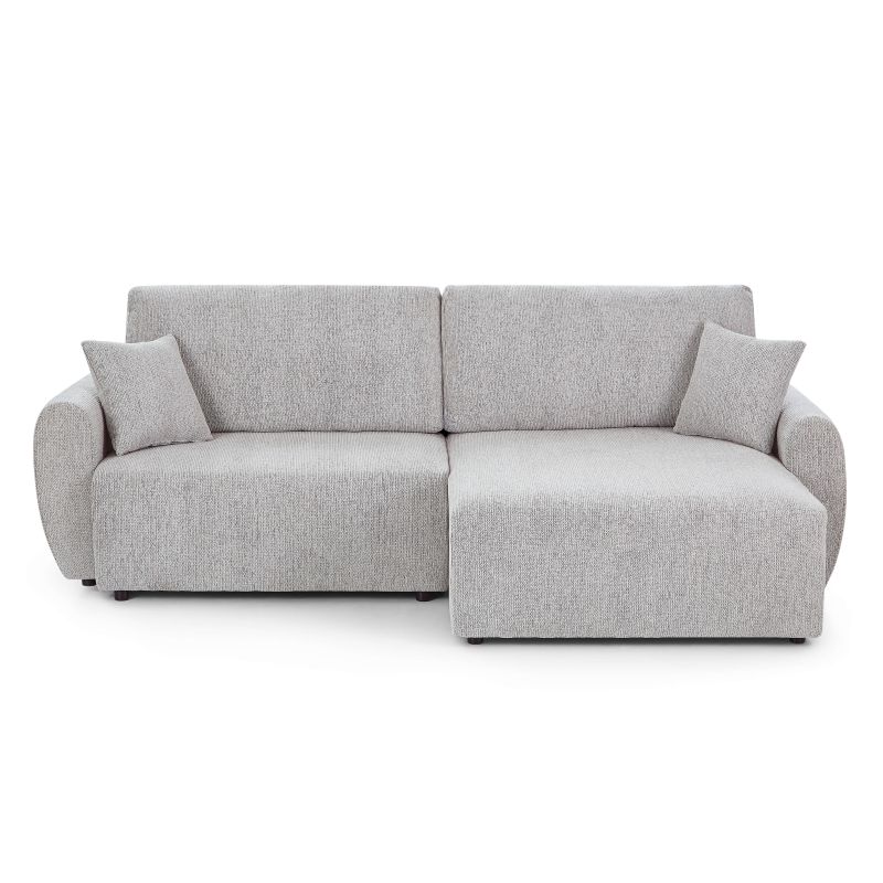 Canapé d'angle convertible et réversible DANA 4 places tissu chenille beige