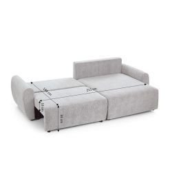 Canapé d'angle convertible et réversible DANA 4 places tissu chenille beige