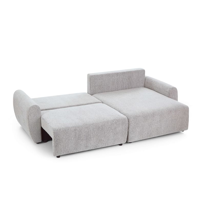 Canapé d'angle convertible et réversible DANA 4 places tissu chenille beige