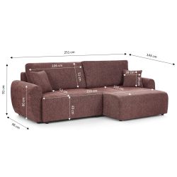 Canapé d'angle convertible et réversible DANA 4 places tissu chenille bordeaux