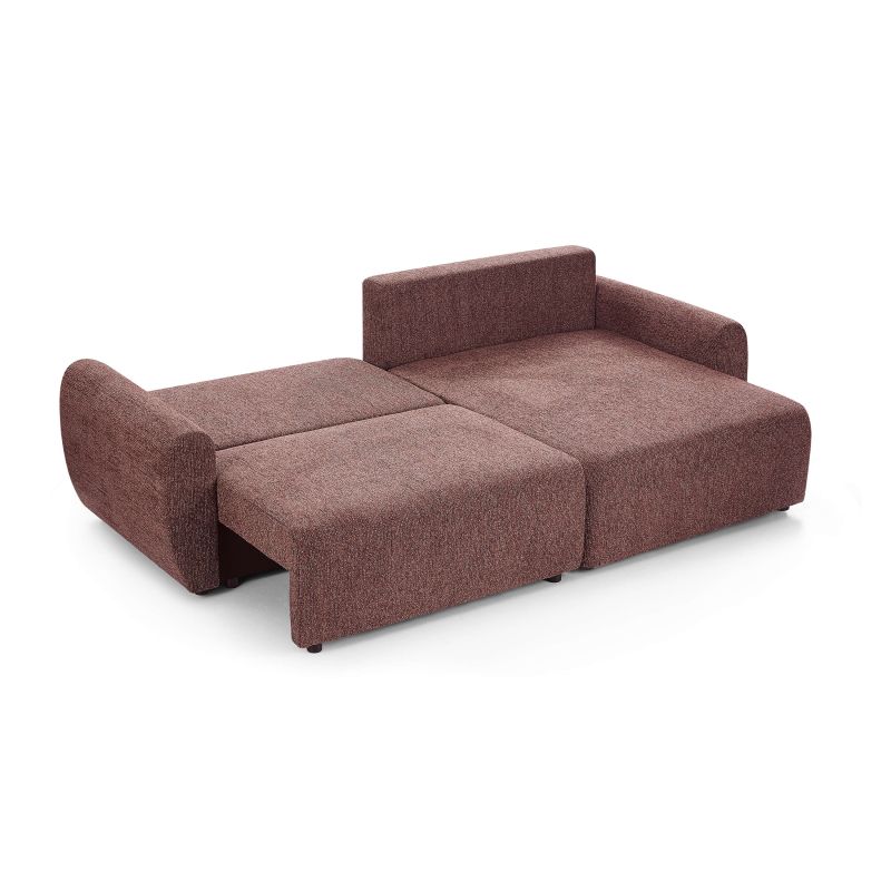 Canapé d'angle convertible et réversible DANA 4 places tissu chenille bordeaux