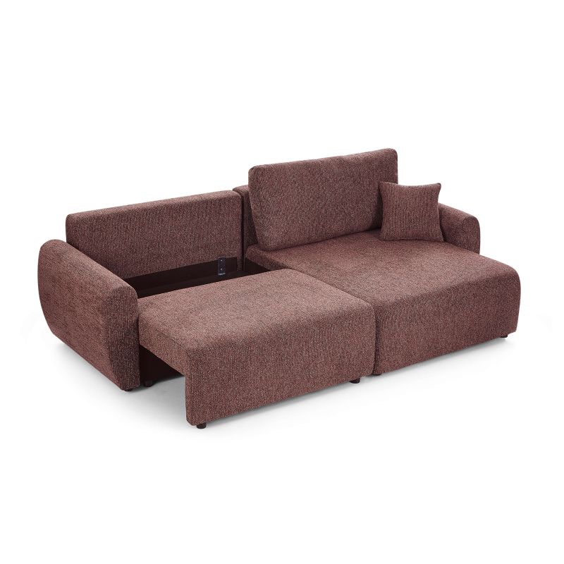 Canapé d'angle convertible et réversible DANA 4 places tissu chenille bordeaux