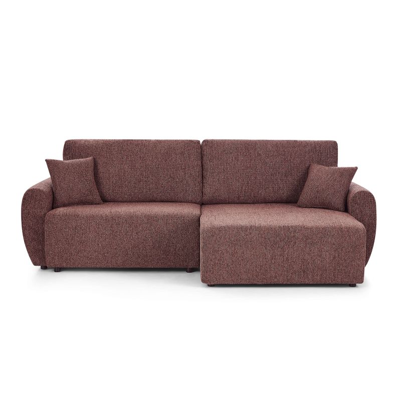 Canapé d'angle convertible et réversible DANA 4 places tissu chenille bordeaux