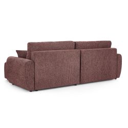 Canapé d'angle convertible et réversible DANA 4 places tissu chenille bordeaux