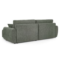 Canapé d'angle convertible et réversible DANA 4 places tissu chenille vert