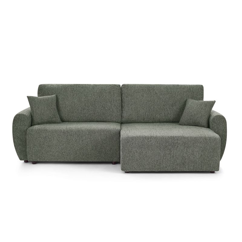 Canapé d'angle convertible et réversible DANA 4 places tissu chenille vert