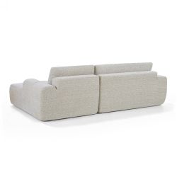 Canapé d'angle droit compressé FEYA 4 places tissu chenille crème