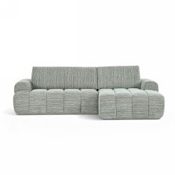 Canapé d'angle droit compressé FEYA 4 places tissu chenille vert