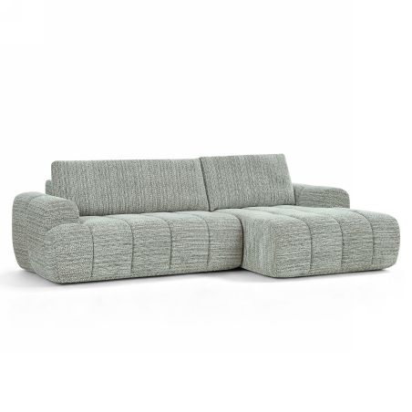 Canapé d'angle droit compressé FEYA 4 places tissu chenille vert