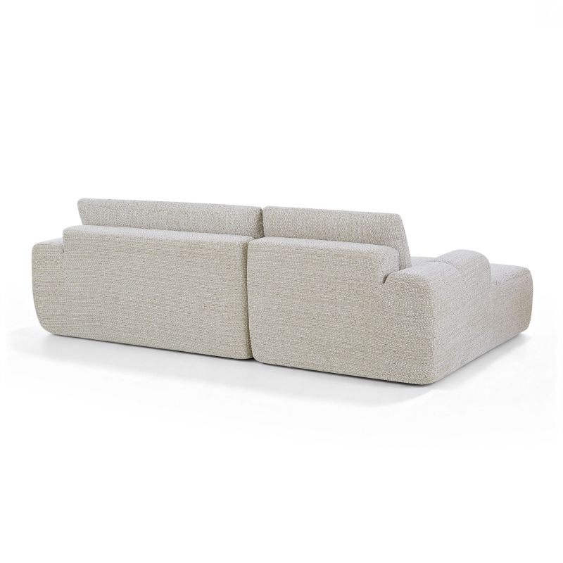 Canapé d'angle gauche compressé FEYA 4 places tissu chenille crème