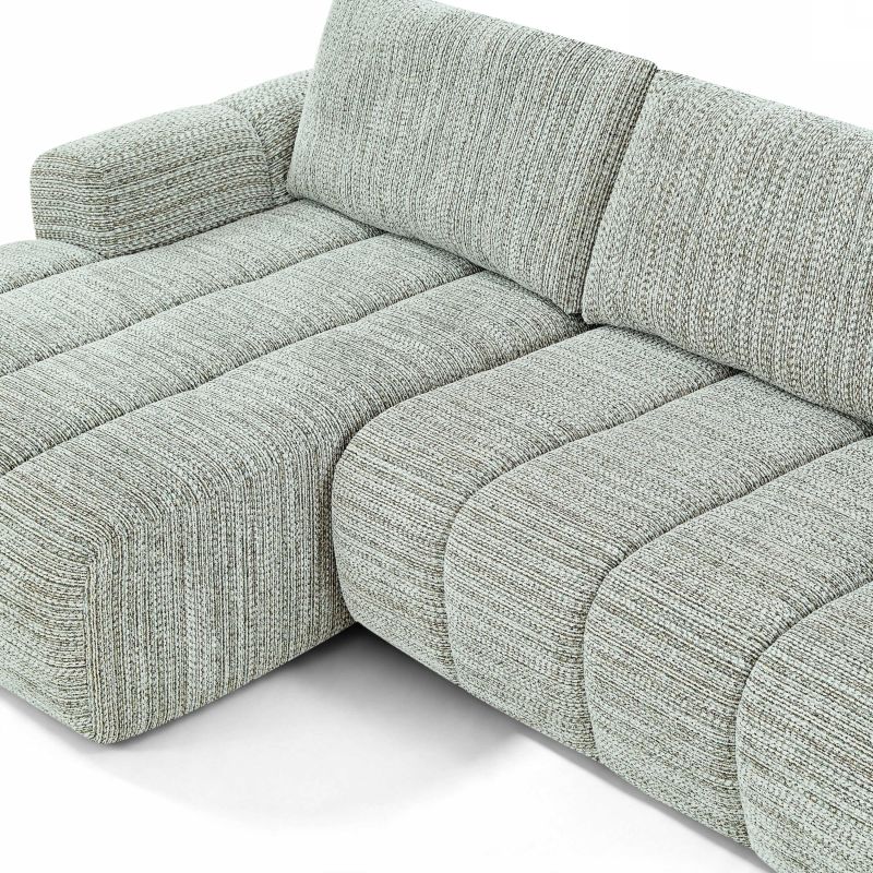Canapé d'angle gauche compressé FEYA 4 places tissu chenille vert