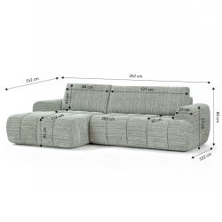 Canapé d'angle gauche compressé FEYA 4 places tissu chenille vert