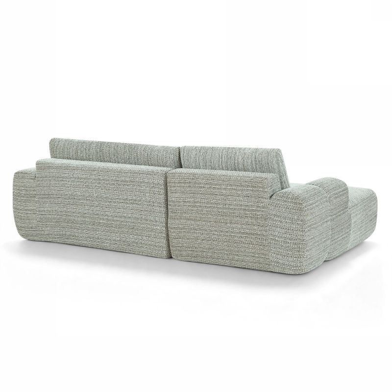 Canapé d'angle gauche compressé FEYA 4 places tissu chenille vert