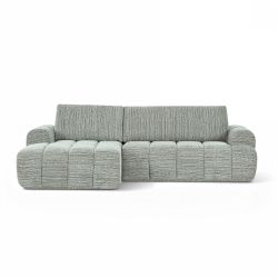 Canapé d'angle gauche compressé FEYA 4 places tissu chenille vert
