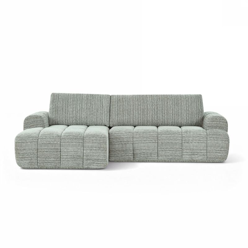 Canapé d'angle gauche compressé FEYA 4 places tissu chenille vert