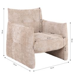 Fauteuil fixe GALATEA 1 place tissu beige