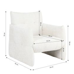 Fauteuil fixe GALATEA 1 place tissu crème