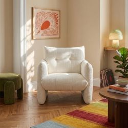 Fauteuil fixe GALATEA 1 place tissu crème