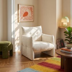 Fauteuil fixe GALATEA 1 place tissu crème