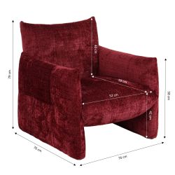 Fauteuil fixe GALATEA 1 place tissu rouge