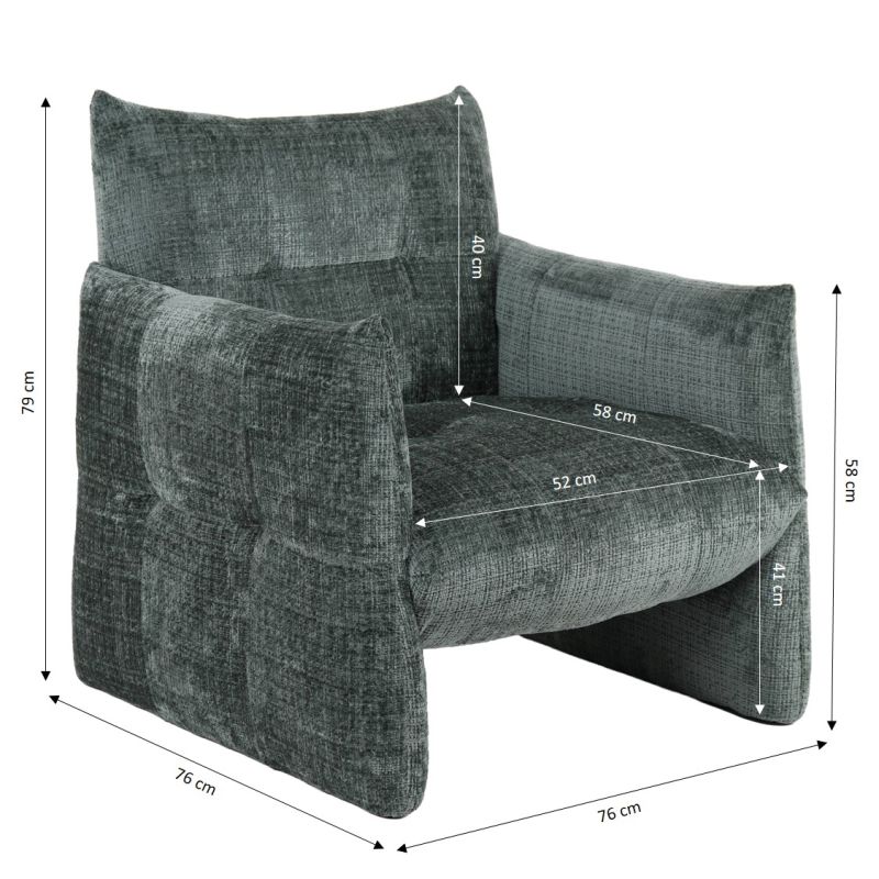 Fauteuil fixe GALATEA 1 place tissu vert