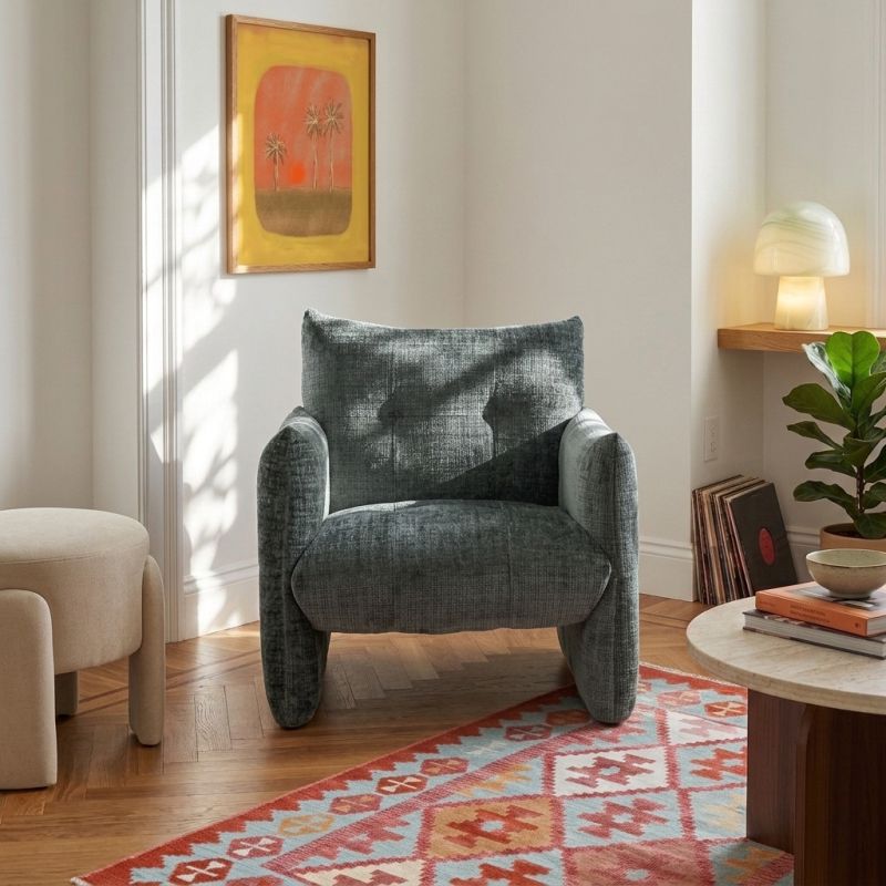 Fauteuil fixe GALATEA 1 place tissu vert