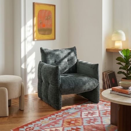 Fauteuil fixe GALATEA 1 place tissu vert