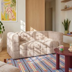 Canapé droit fixe NAIAD 2 places tissu texturé beige