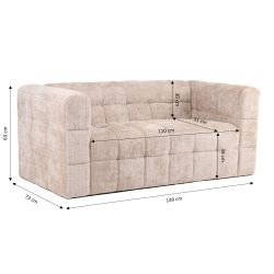 Canapé droit fixe NAIAD 2 places tissu texturé beige