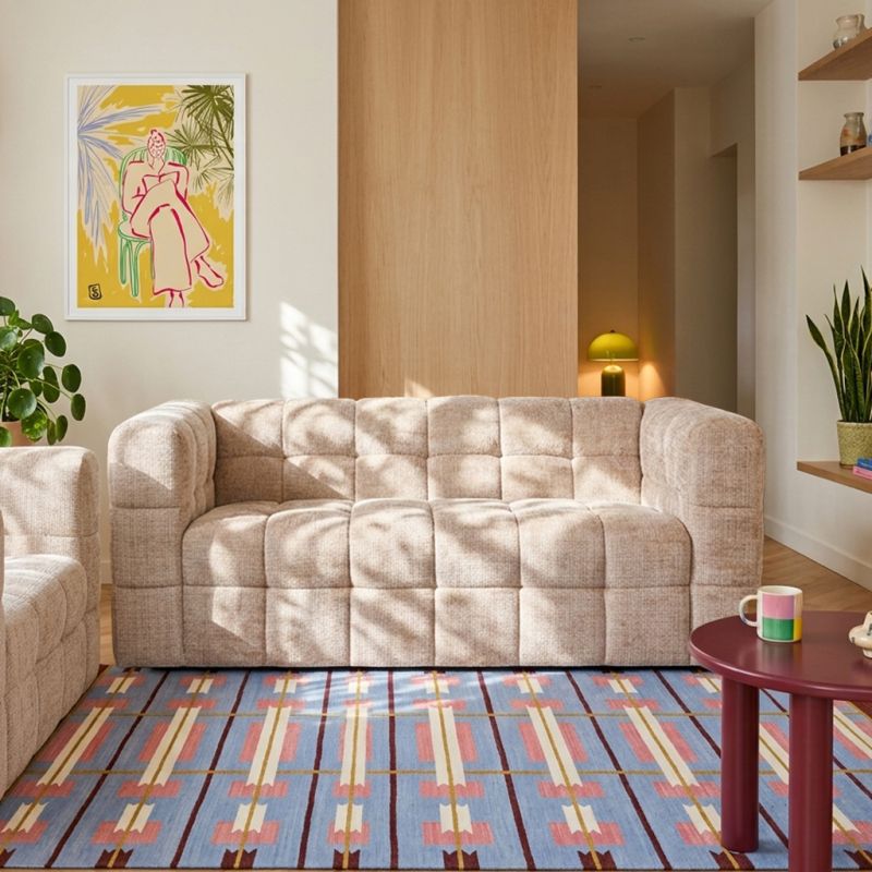 Canapé droit fixe NAIAD 2 places tissu texturé beige