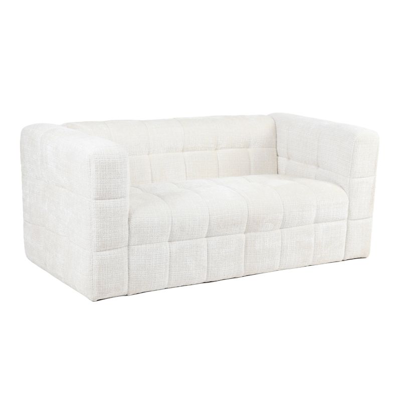 Canapé droit fixe NAIAD 2 places tissu texturé crème