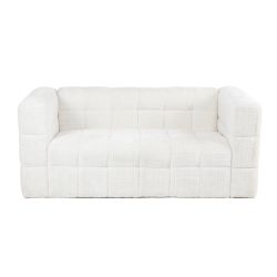 Canapé droit fixe NAIAD 2 places tissu texturé crème
