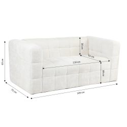 Canapé droit fixe NAIAD 2 places tissu texturé crème