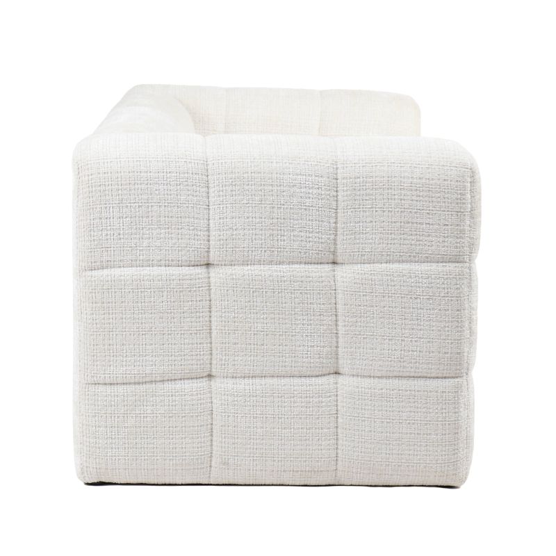 Canapé droit fixe NAIAD 2 places tissu texturé crème
