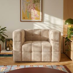 Fauteuil fixe NAIAD 1 place tissu texturé beige