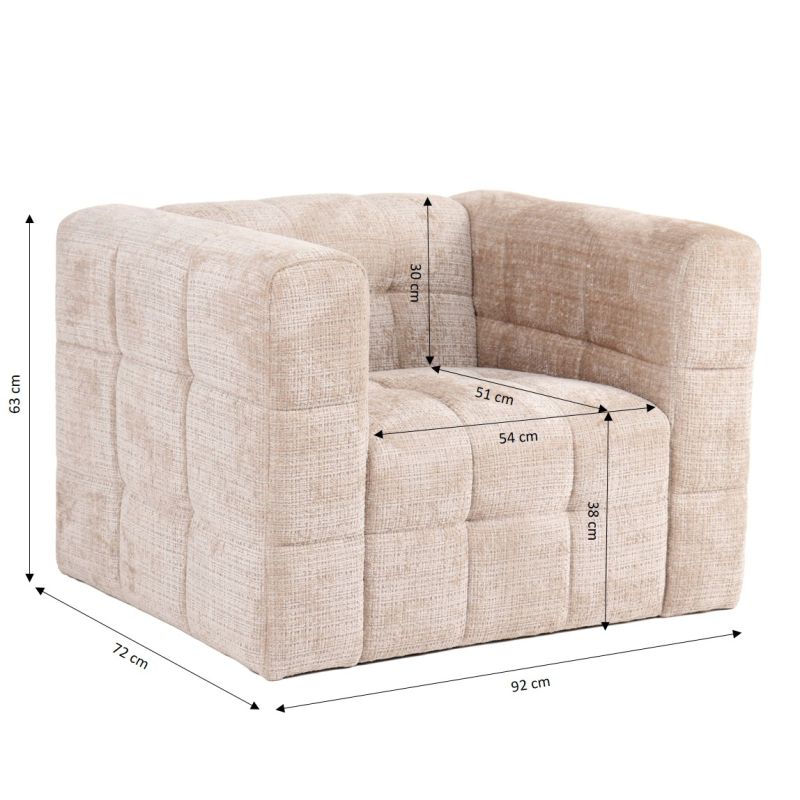Fauteuil fixe NAIAD 1 place tissu texturé beige