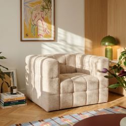 Fauteuil fixe NAIAD 1 place tissu texturé beige