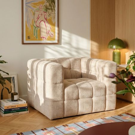 Fauteuil fixe NAIAD 1 place tissu texturé beige
