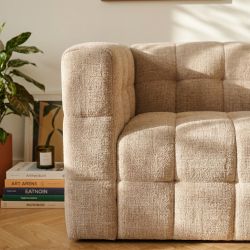 Fauteuil fixe NAIAD 1 place tissu texturé beige