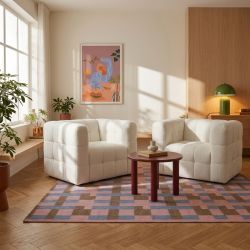 Fauteuil fixe NAIAD 1 place tissu texturé crème