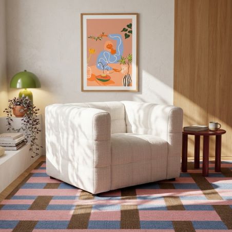Fauteuil fixe NAIAD 1 place tissu texturé crème