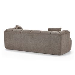 Canapé droit compressé ORVA 3 places tissu chenille taupe