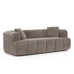 Canapé droit compressé ORVA 3 places tissu chenille taupe