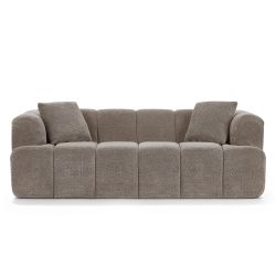 Canapé droit compressé ORVA 3 places tissu chenille taupe
