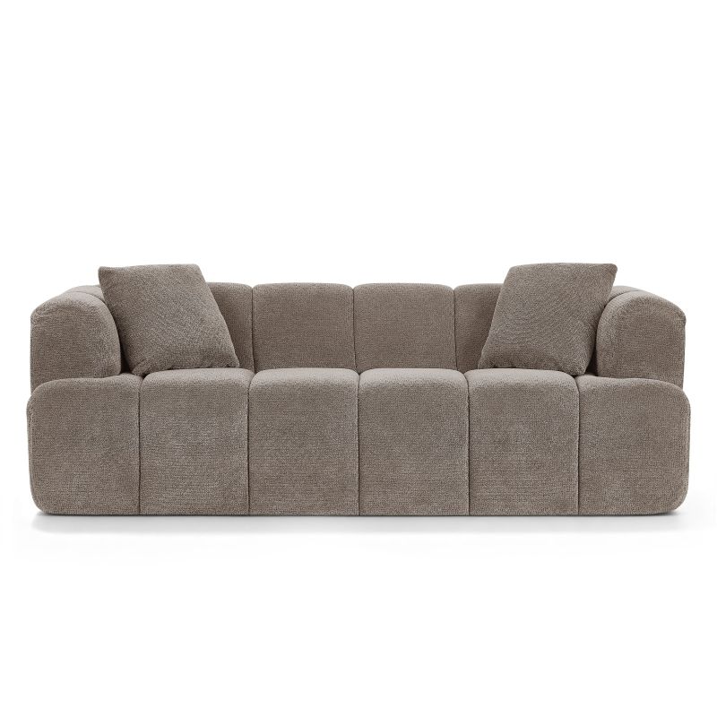 Canapé droit compressé ORVA 3 places tissu chenille taupe