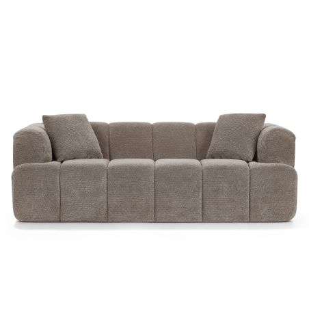 Canapé droit compressé ORVA 3 places tissu chenille taupe