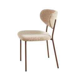 Lot de 2 chaises OREL tissu léopard beige et pieds métal effet bois