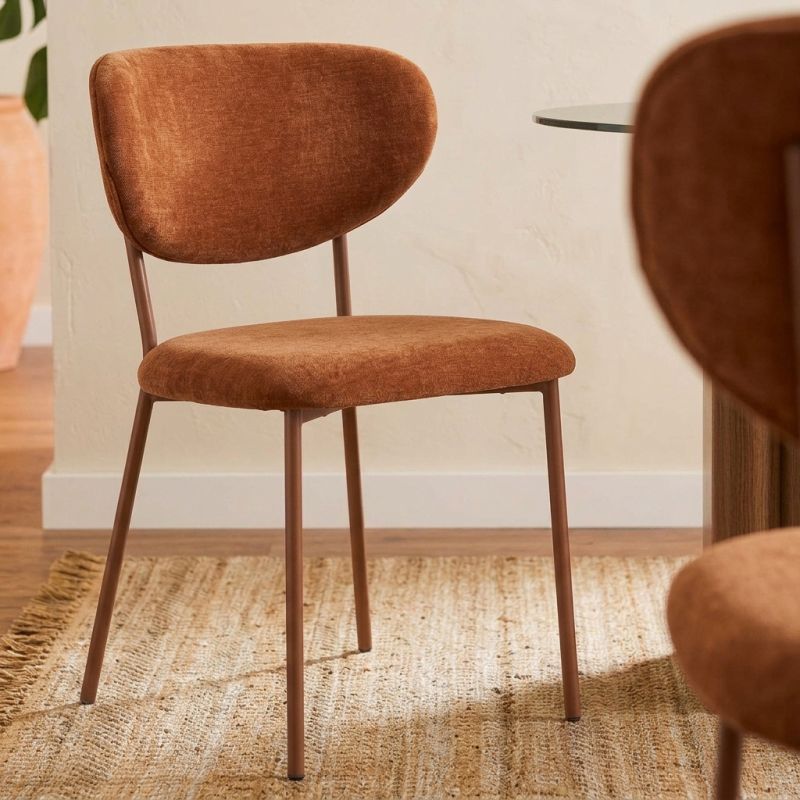 Lot de 2 chaises OREL tissu marron et pieds métal effet bois